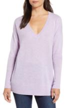 Women's Halogen Relaxed V-neck Cashmere Sweater - Purple