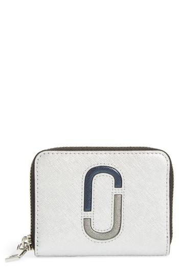 Women's Marc Jacobs Snapshot Saffiano Leather Zip Around Wallet - Metallic