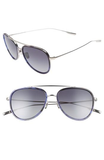 Men's Salt Paragon 55mm Polarized Aviator Sunglasses - Silver/ Vintage Indigo