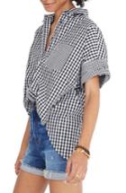 Women's Madewell Gingham Play Button Down Shirt, Size - Black