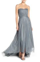 Women's Monique Lhuillier Bridesmaids Pleat Tulle Strapless Gown - Blue
