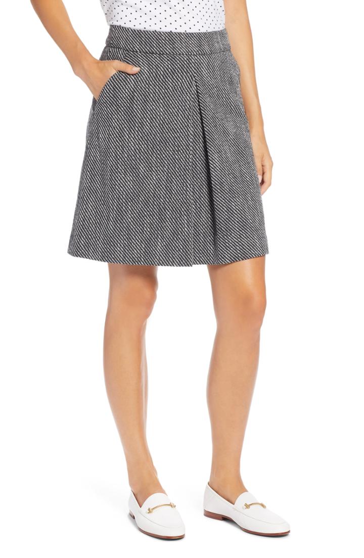 Women's 1901 Pleat Front Stretch Cotton Blend Skirt - Black