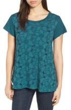 Women's Caslon Embroidered Overlay Swing Top - Blue/green