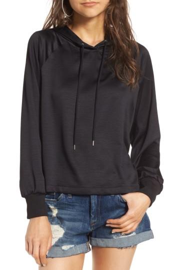 Women's Bp. Satin Hoodie, Size - Black