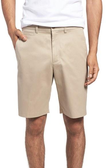 Men's Nordstrom Men's Shop Smartcare(tm) Flat Front Shorts - Brown