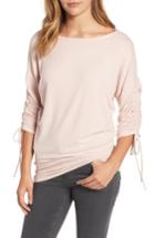 Women's Gibson Tie Sleeve Cozy Fleece Top, Size - Pink