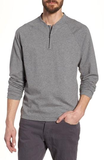 Men's James Perse Regular Fit Half Zip Baseball Pullover (xs) - Grey