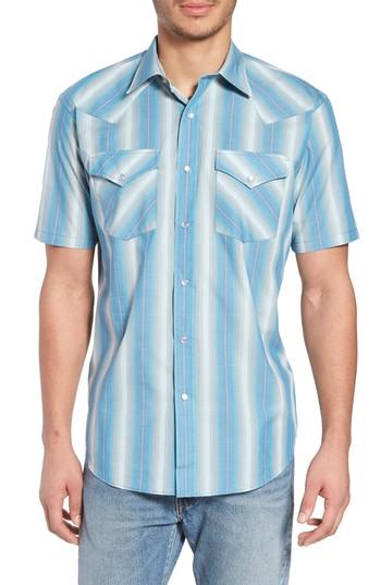 Men's Pendleton Frontier Regular Fit Plaid Short Sleeve Sport Shirt - Blue