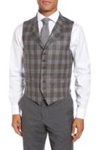 Men's Strong Suit Stag Trim Fit Plaid Wool Vest