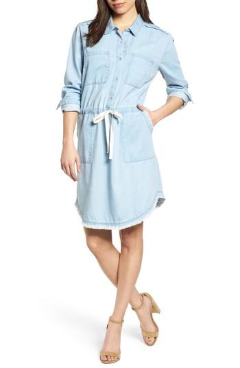 Women's Caslon Drawstring Waist Shirtdress - Blue