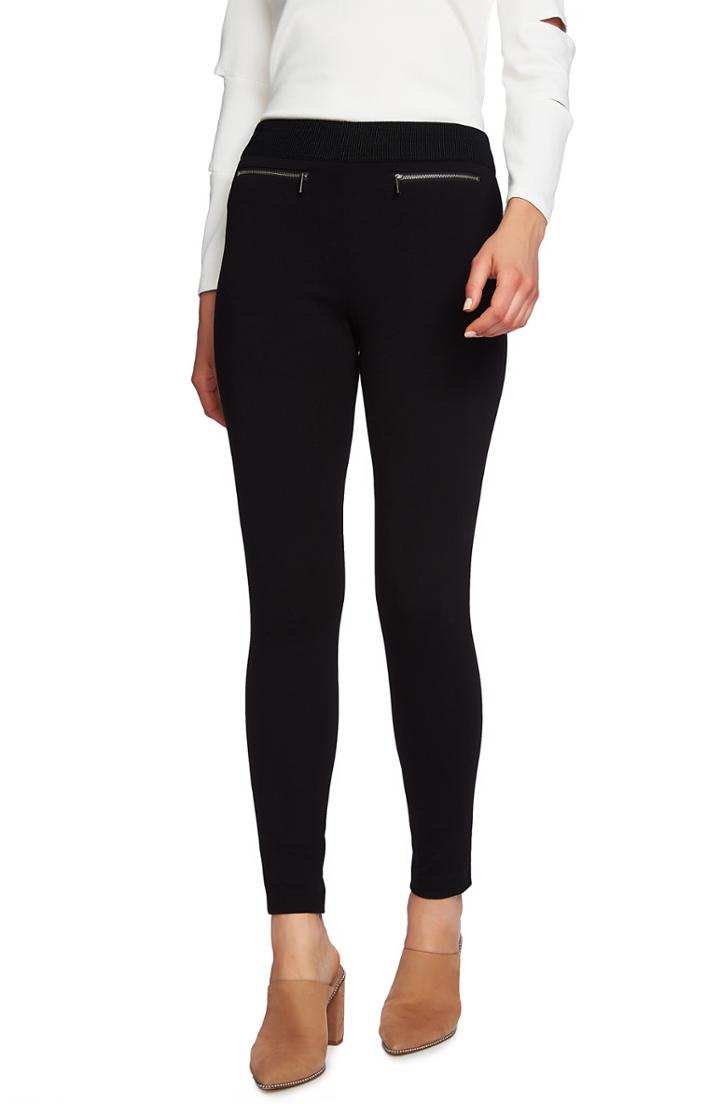 Women's 1.state Zip Pocket Ponte Leggings, Size - Black