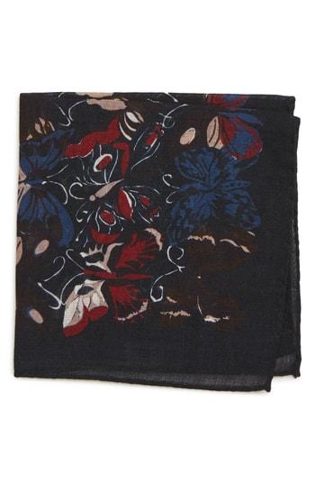 Men's Bonobos Butterfly Print Wool Pocket Square, Size - Blue
