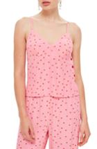 Women's Topshop Spot Print Button Camisole Us (fits Like 0) - Pink