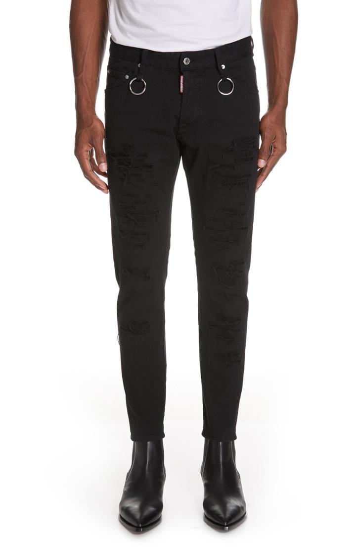 Men's Dsquared2 Destroyed Skinny Jeans Eu - Black