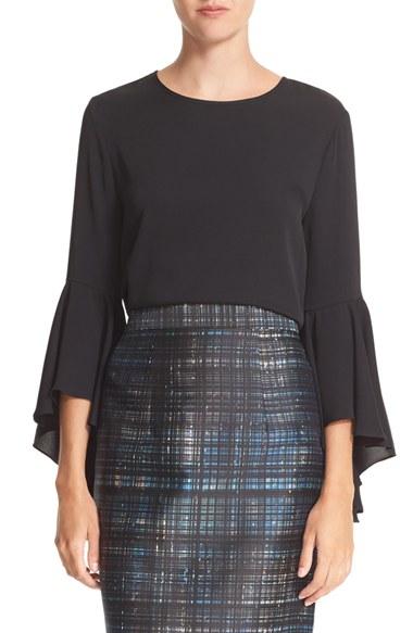 Women's Milly Bell Sleeve Stretch Silk Top