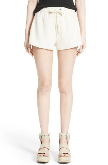 Women's Rag & Bone Max Silk Trim Cotton Terry Shorts - Ivory