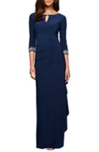 Women's Alex Evenings Jeweled Cuff Column Gown - Blue