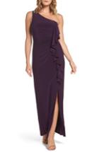 Women's Eliza J Ruffle Front One-shoulder Gown