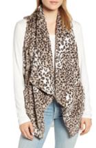 Women's Wit & Wisdom Draped Faux Leopard Fur Vest - Grey