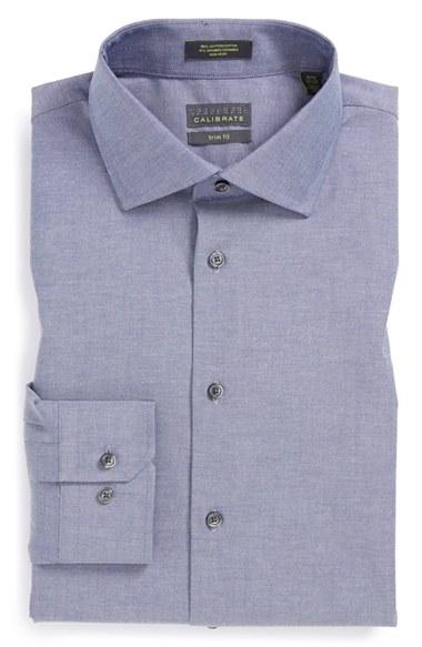 Men's Calibrate Trim Fit Non-iron Stretch Cotton Dress Shirt