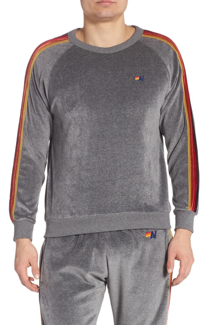 Men's Aviator Nation Classic Velour Raglan Sweatshirt - Grey