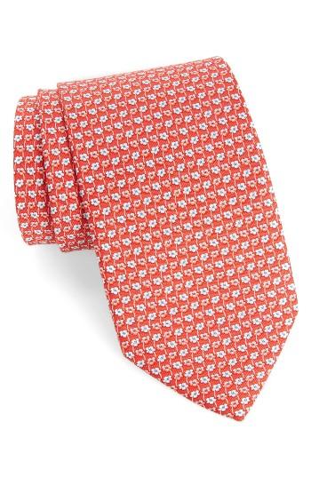 Men's Salvatore Ferragamo Alternating Flowers Silk Tie, Size - Red