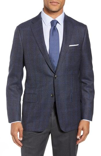 Men's Hickey Freeman Classic Fit Plaid Wool Sport Coat R - Blue