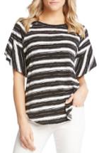 Women's Karen Kane Ruffle Sleeve Stripe Top - Black