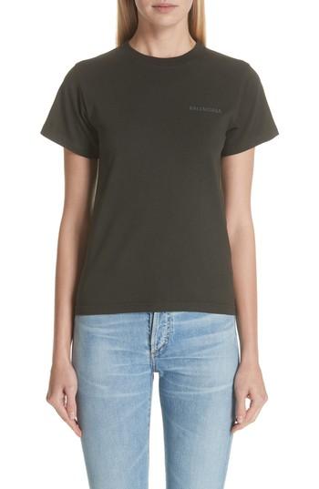 Women's Balenciaga Tonal Logo Tee - Black