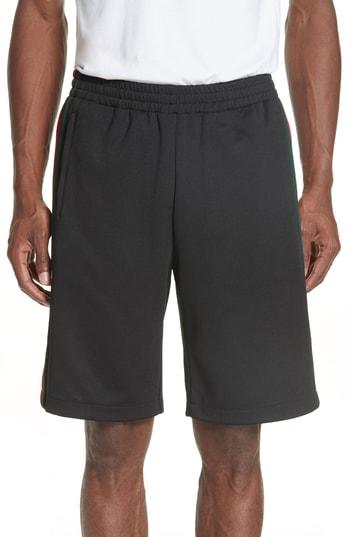 Men's Gucci Stripe Knit Track Shorts - Black