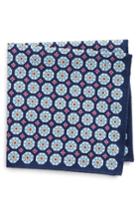 Men's Eton Medallion Cotton Pocket Square, Size - Blue