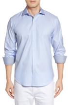 Men's Bugatchi Shaped Fit Zigzag Jacquard Sport Shirt, Size - Blue
