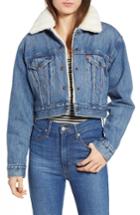 Women's Levi's Faux Fur Lined Crop Trucker Jacket - Blue