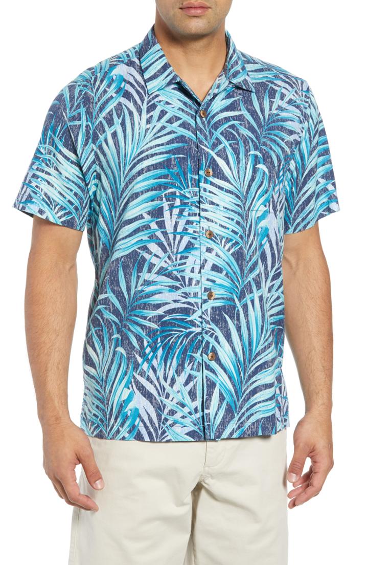 Men's Tommy Bahama Teatro Palms Sport Shirt, Size - Blue