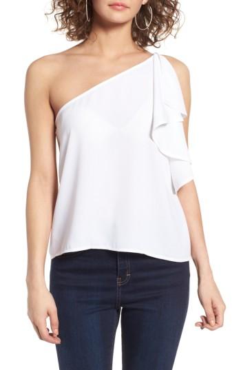 Women's Leith One-shoulder Ruffle Tank - White