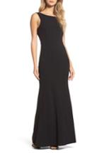 Women's Lulus Drape Back Trumpet Gown - Black