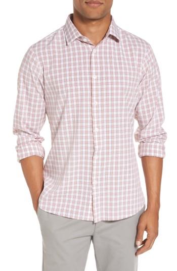 Men's Mizzen+main Barren Chilli & Gold Plaid Sport Shirt - Red