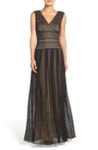 Women's Tadashi Shoji Crochet Lace Fit & Flare Gown - Black