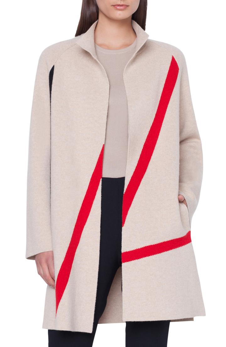 Women's Akris Reversible Cashmere Open Cardigan - Beige