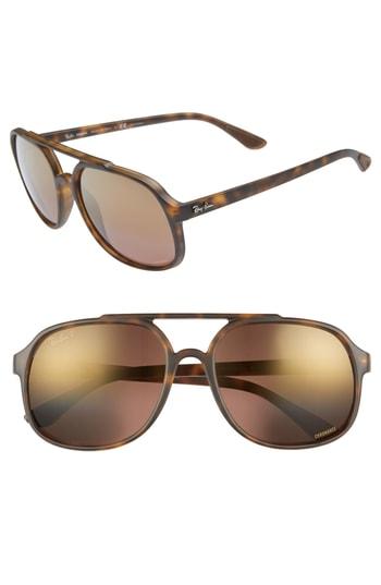 Men's Ray-ban 57mm Polarized Navigator Sunglasses - Havana