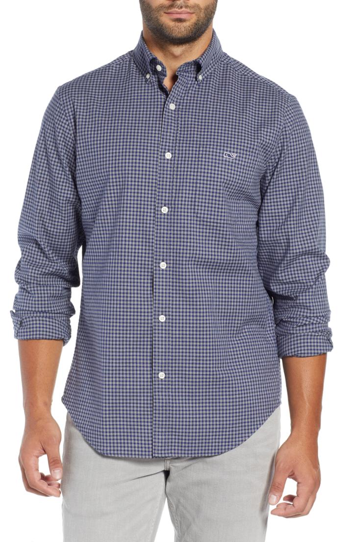 Men's Vineyard Vines Pin Oak Tucker Classic Fit Sport Shirt - Black