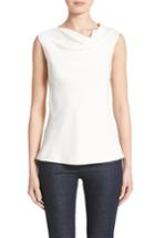 Women's Armani Collezioni Cowl Neck Stretch Silk Charmeuse Top Us / 40 It - White