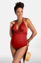 Women's Pez D'or One-piece Maternity Swimsuit - Burgundy