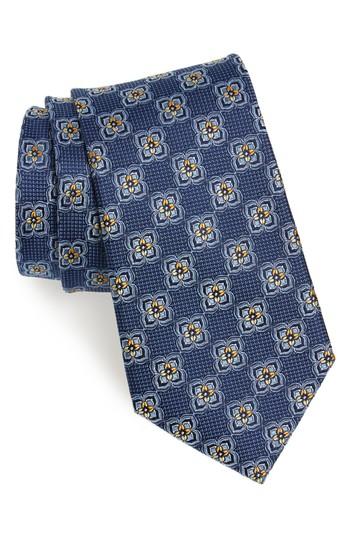 Men's Nordstrom Men's Shop Spatoni Medallion Silk Tie, Size - Blue