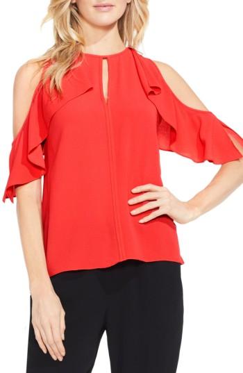 Women's Vince Camuto Flutter Sleeve Cold Shoulder Blouse