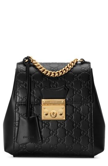 Gucci Gg Supreme Leather Padlock Backpack - Black