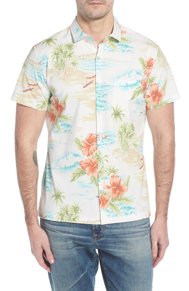 Men's Tori Richard Rest Ashored Trim Fit Camp Shirt, Size - White