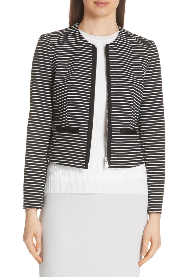 Women's Rebecca Taylor Ruffle Trim Tweed Jacket