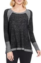 Women's Two By Vince Camuto Contrast Ribbed Raglan Sweater - Black