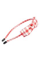 Cara Gingham Bow Headband, Size - Red